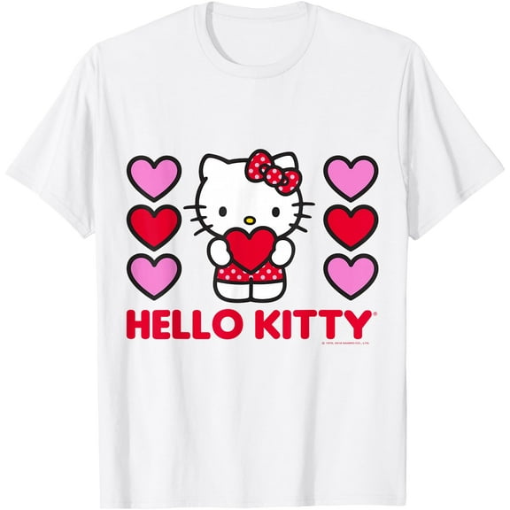 Hello Kitty Valentine Hearts DTG Print Unisex T-Shirt