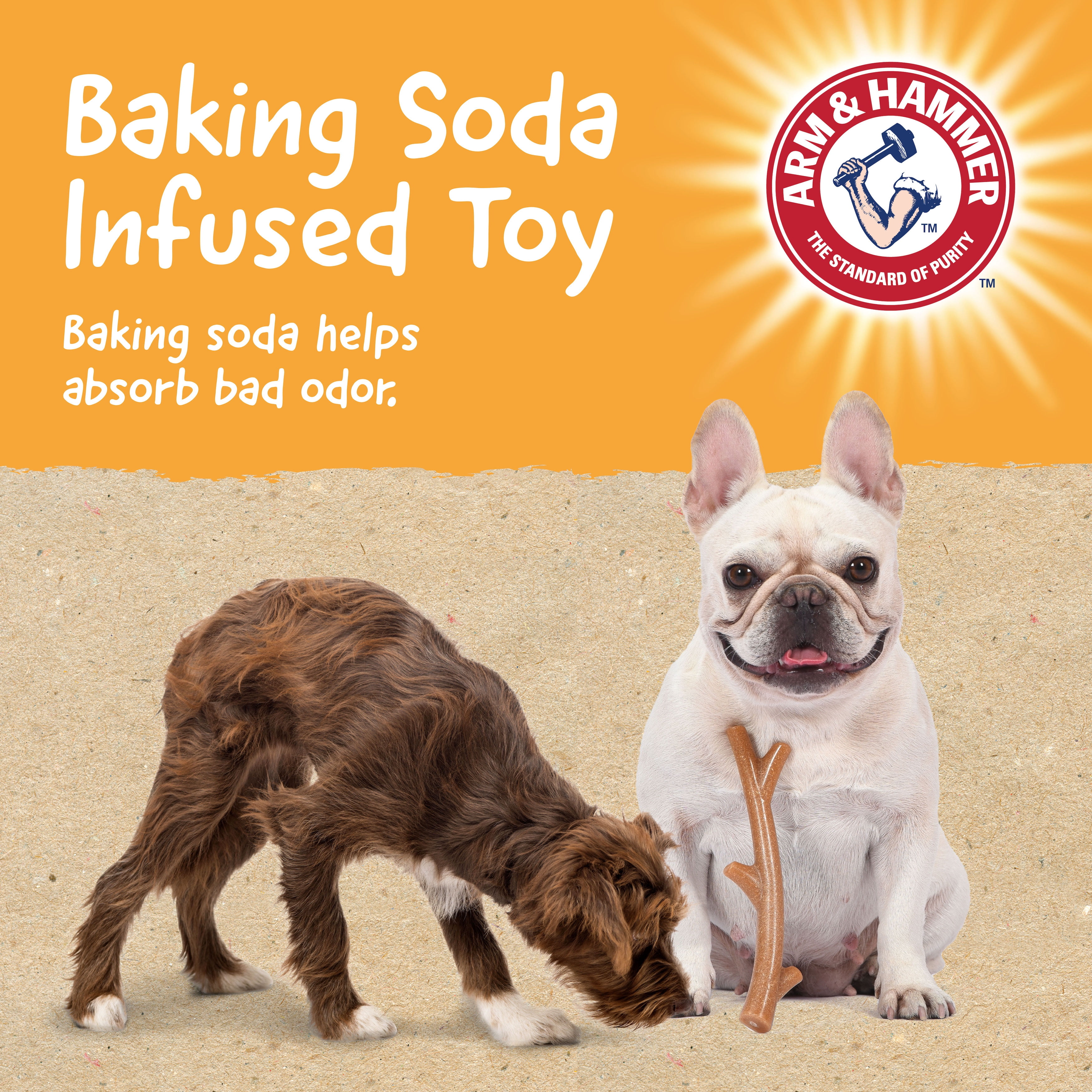 Arm & Hammer Barkies 8" Real Wood Mix Tree Branch Durable Dental Dog Chew Toy Bacon Flavor