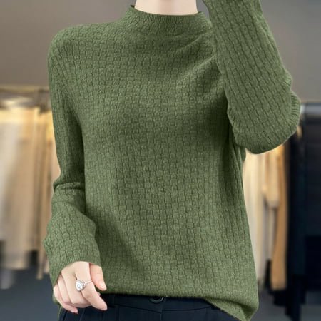 MKLEKYY Ropa Mujer Women's Half Turtle Style Sweater Stand Wool Bottoming Sweater