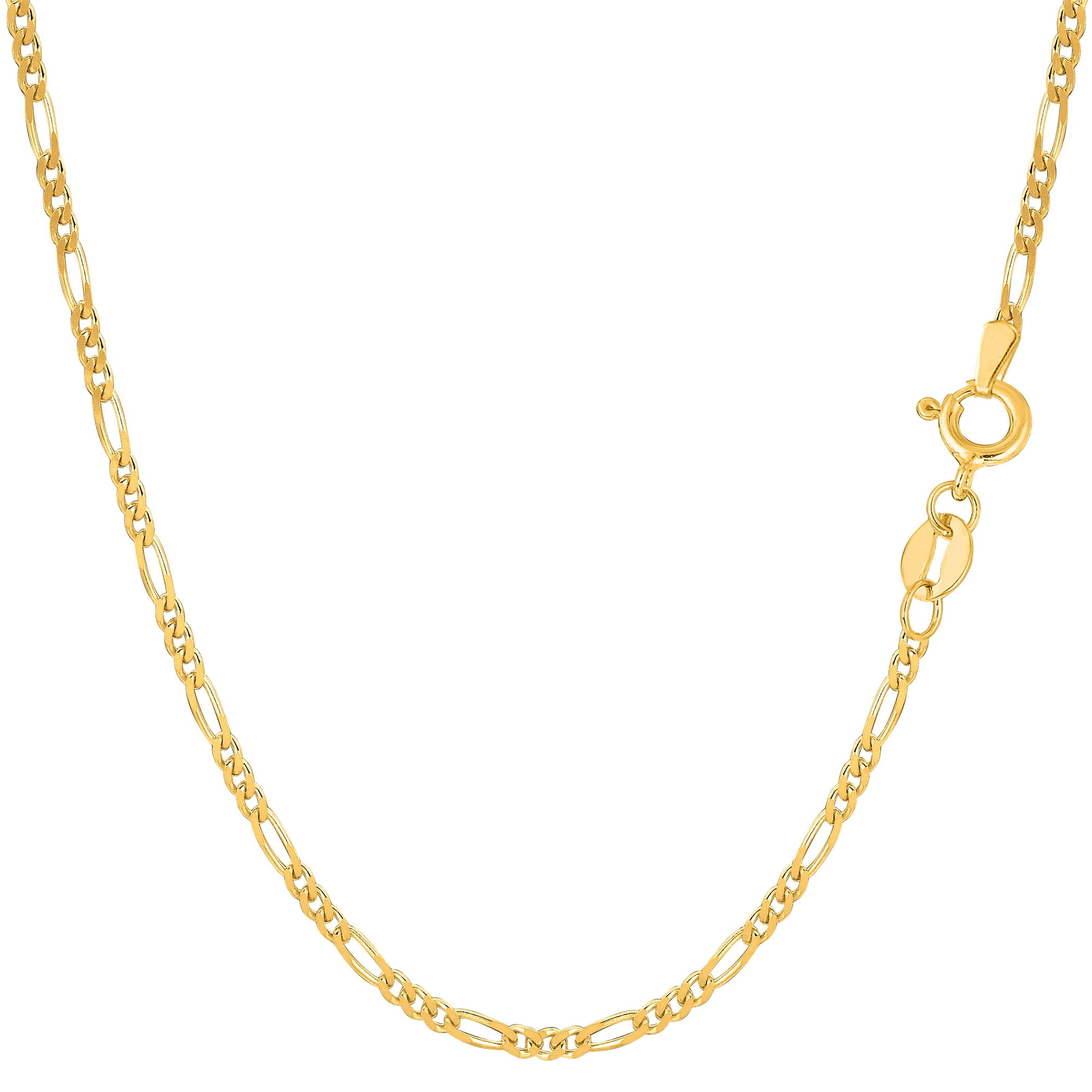 10k Yellow Solid Gold Figaro Chain Necklace, 1.9mm, 20