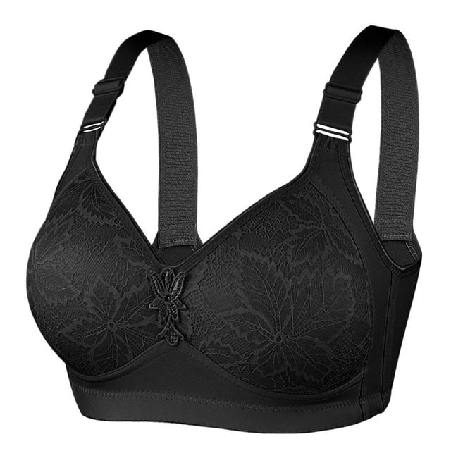 Plus Size Bras Strapless Wireless Bra Air-Flow Mesh Push Up Design Plus Size Underwear Sports Bra Black 42