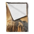 thumbnail image 2 of Mountain Soft Flannel Fleece Throw Blanket, Surreal Saturated Photo of the Italian Twin Mountain Peaks with Silent Overcast Sky, Cozy Plush for Indoor and Outdoor Use, 70" x 90", Sepia, by Ambesonne, 2 of 5
