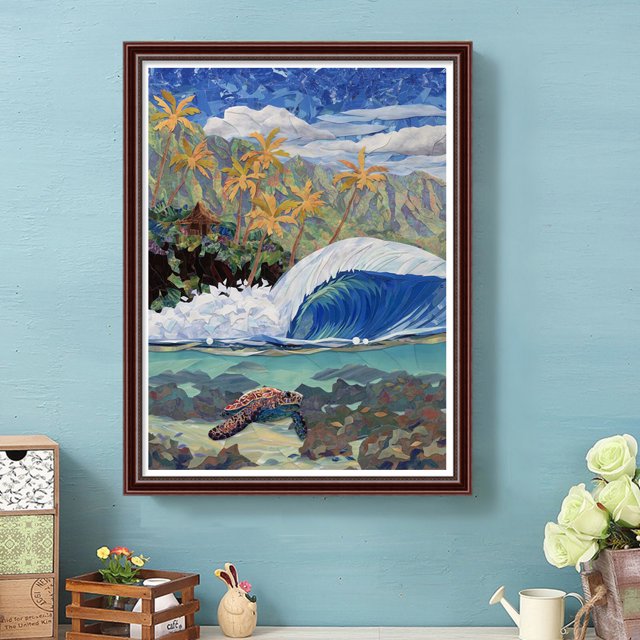Cuadros Decorativos Kit de pintura por números DIY tortuga mano aceite arte imagen artesanía hogar pared decoración (1) Wdftyju embutido en tela