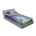 thumbnail image 2 of Aurora Borealis Fitted Sheet & Pillow Sham Set, Exquisite Atmosphere Solar Starry Sky Calming Night Image, Decorative Printed 2 Piece Bedding Decor Set, Twin, Blue Mint, by Ambesonne, 2 of 2