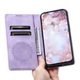 thumbnail image 2 of SaniMore for Samsung Galaxy S24 Ultra Case, PU Leather Embosed Mandala Flower Wallet Protective Phone Cover Card Slots Pocket Purse Women Men Kickstand Vintage Shockproof Anti-fall Shell, Purple, 2 of 8