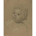 thumbnail image 2 of British 18th Century 20x24 Black Ornate Framed Double Matted Museum Art Print Titled: Head of a Child (1720-1740), 2 of 5