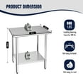 thumbnail image 2 of Kleensteel NSF 24x30 Stainless Steel Workbench with Adjustable Undershelf, Heavy-Duty Commercial Prep Table, 2 of 10