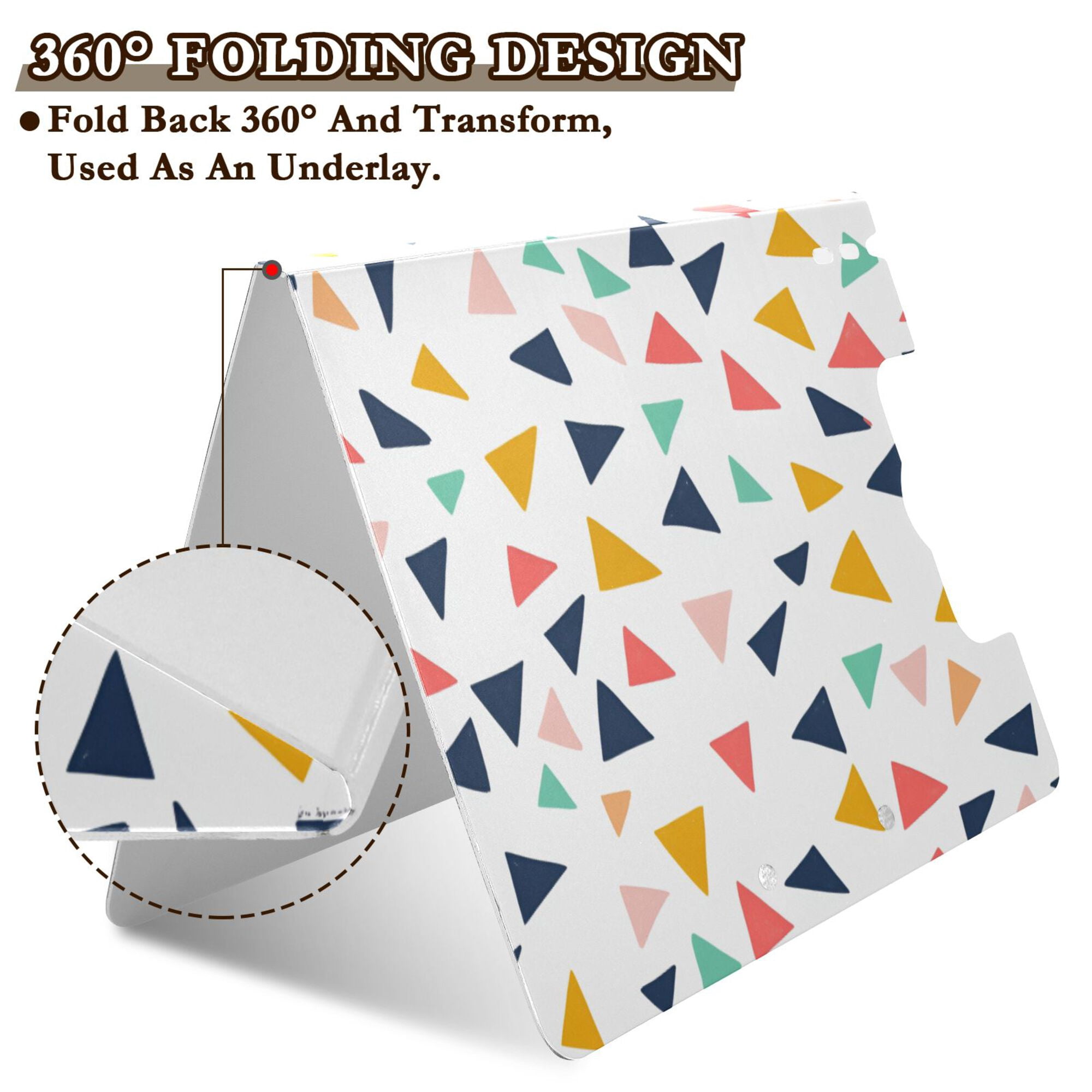 FORMRS A4 Clipboard Folder with Pen Holder Horizontal Foldable School Office Binder, White Minimalist Triangles