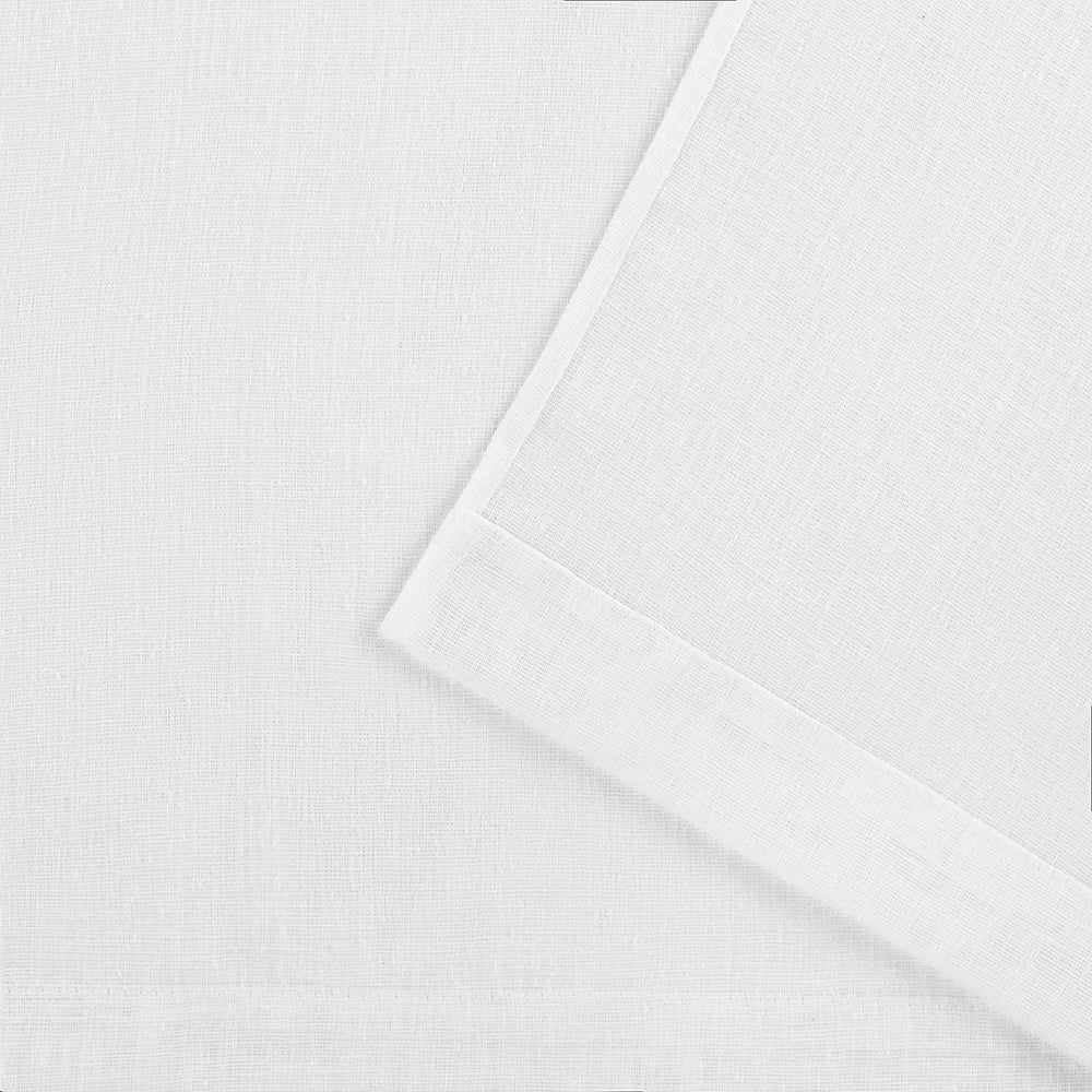 Exclusive Home Belgian Textured Linen Look Jacquard Sheer Rod Pocket Curtain Panel Pair, 50"x96", Winter White