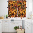 thumbnail image 3 of Summer Radiant Kitchen Curtains Valances and Tiers Set of 3 Sunflower Flower Plants Oil Painting Tier Curtains and Valance with Rod Pocket for Small Windows, 27.5"x24", 3 of 9