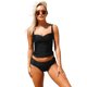 thumbnail image 3 of ABPHQTO Traje de baño de dos piezas con realce fruncido negro para mujer, 3 of 4