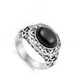 thumbnail image 4 of Filigree Simulated Black Onyx Vintage Ring 925 Sterling Silver Band CZ Jewelry Female Size 7, 4 of 4