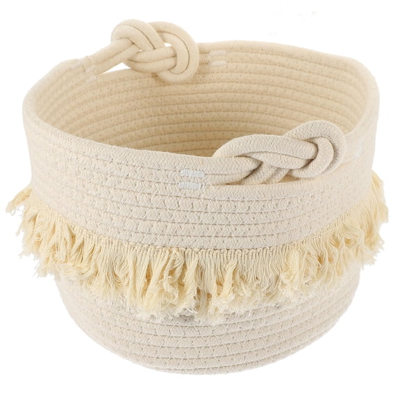 UPOUART White Cotton Rope Woven Basket for Home Storage and Bohemian Style Decor, and Stylish Organizer