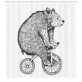 thumbnail image 3 of Ambesonne Bicycle Shower Curtain, Funny Circus Bear Art, 69"Wx75"L, Charcoal Grey and White, 3 of 3