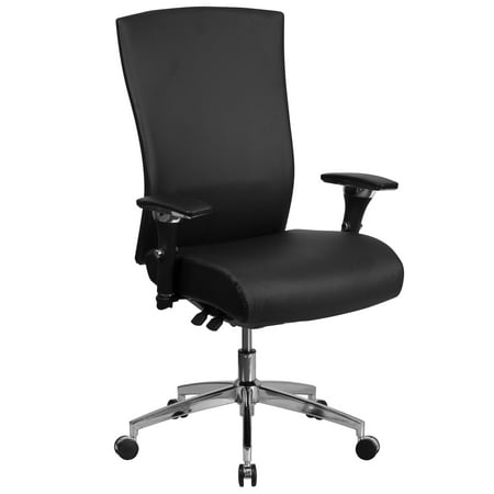Flash Furniture HERCULES Series 24/7 Intensive Use 300 lb. Rated Black LeatherSoft Multifunction Ergonomic Office Chair with Seat Slider