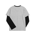 thumbnail image 6 of NEBWOAK Boys Striped Twofer Shirt, Color Block Long Sleeve Crewneck Casual Everyday Base Layer,Gray, Size 10, 6 of 8