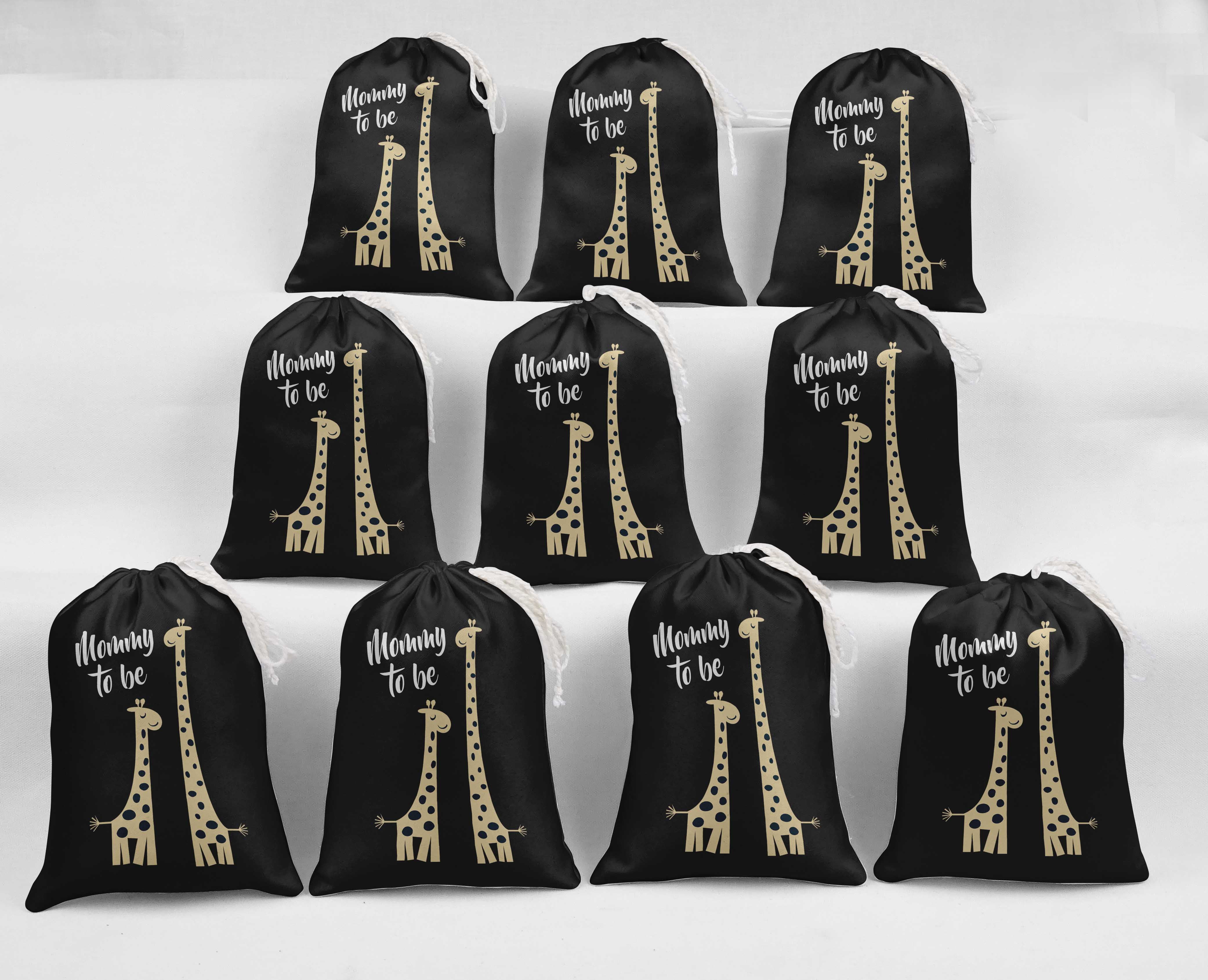 Darling Souvenir Black Giraffe & Mummy To Be Baby Shower Party Supplies Favor Bags&nbsp;Jewelry&nbsp;Pouches 15 Pieces