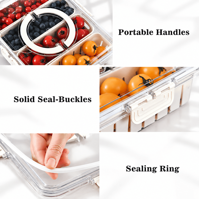 2Pack with 8 dividers Plastic Stackable Food Storage Serving Tray ...