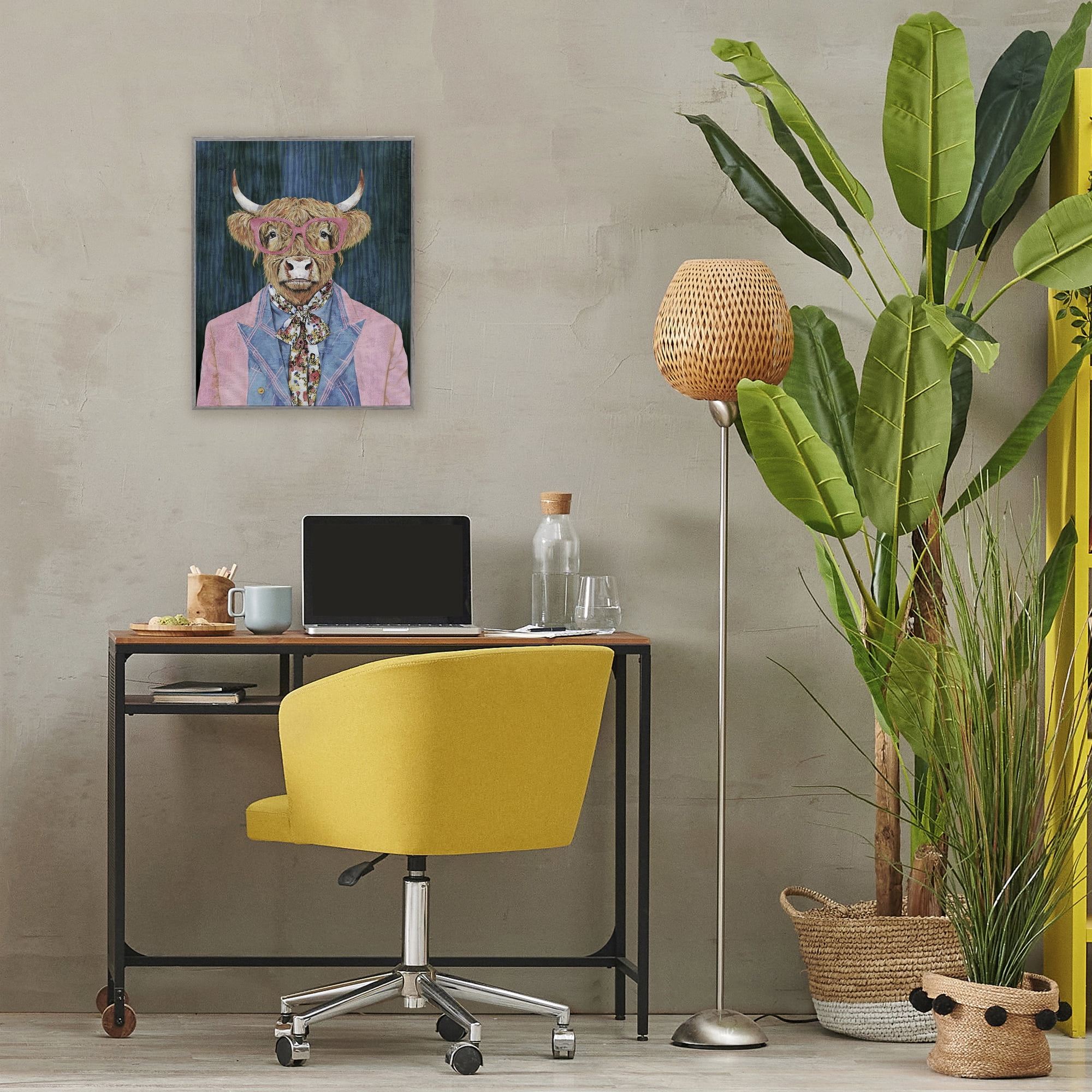 Stupell Industries Gentle Bull Portrait Gray Framed Giclee Art, design by Svetlana Aleynikova