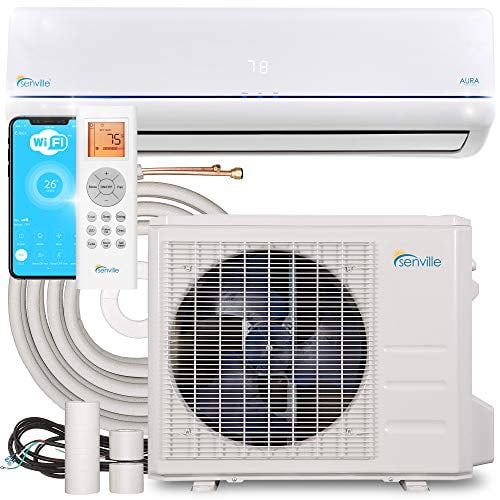 Senville Aura Series Mini Split Air Conditioner Heat Pump, 12000 BTU, White