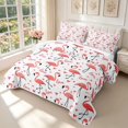 thumbnail image 3 of Erosebridal Vintage Flamingo Animals Twin Quilt Set,Cute Wildlife Twin Coverlet Set,White Pink,2 Pieces,1 Bedspread and 1 Pillowcase, 3 of 7