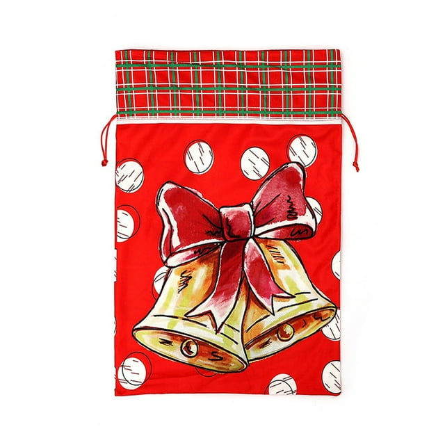 Bolsas de Regalo de Navidad Flanela Impresa Cordón Corbata Bolsa de Boca, 19.69x14.57In Gran Bolsa de Dulces para Niños para Regalos Y Decoración