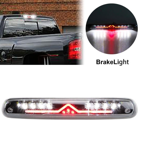 Third 3rd Brake Light Clear For 07-13 Chevy Silverado 1500 2500HD 3500HD, 2007-2013 GMC Sierra 1500 2500HD 3500HD Led Rear Tail Cargo Lamps