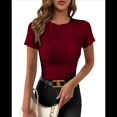 thumbnail image 4 of Camiseta de Verano de Corta con Cuello Redondo para Mujer, Color Vino Tinto M, 4 of 10