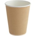 thumbnail image 1 of Double Wall Ripple Kraft Paper Hot Cups for Coffee, Tea, Beverages (12 oz), 1 of 2
