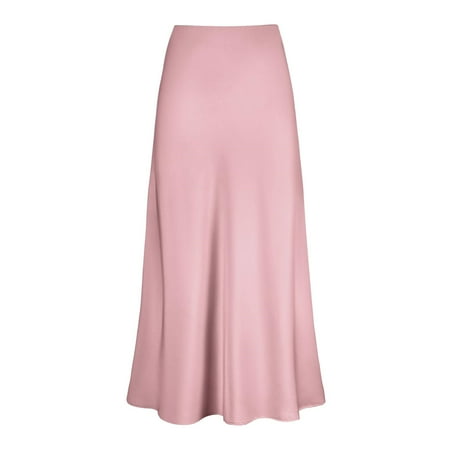 Solid Color Satin 2024 Pleated Skirt Plus Grass Skirts for s Size Versatile Skirt clearance Mobile Home Skirting Skirt with Slit Swim Skirt Silk Skirts for Women Poodle