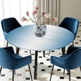 thumbnail image 5 of Elastic Fitted Round Tablecloth, Blue Ombre Waterproof Stretch Table Cover for 36"-44" Tables, Blue White Gradient Modern Abstract Art Washable Outdoor Tablecloths for Patio, Picnic, Camping, 5 of 9