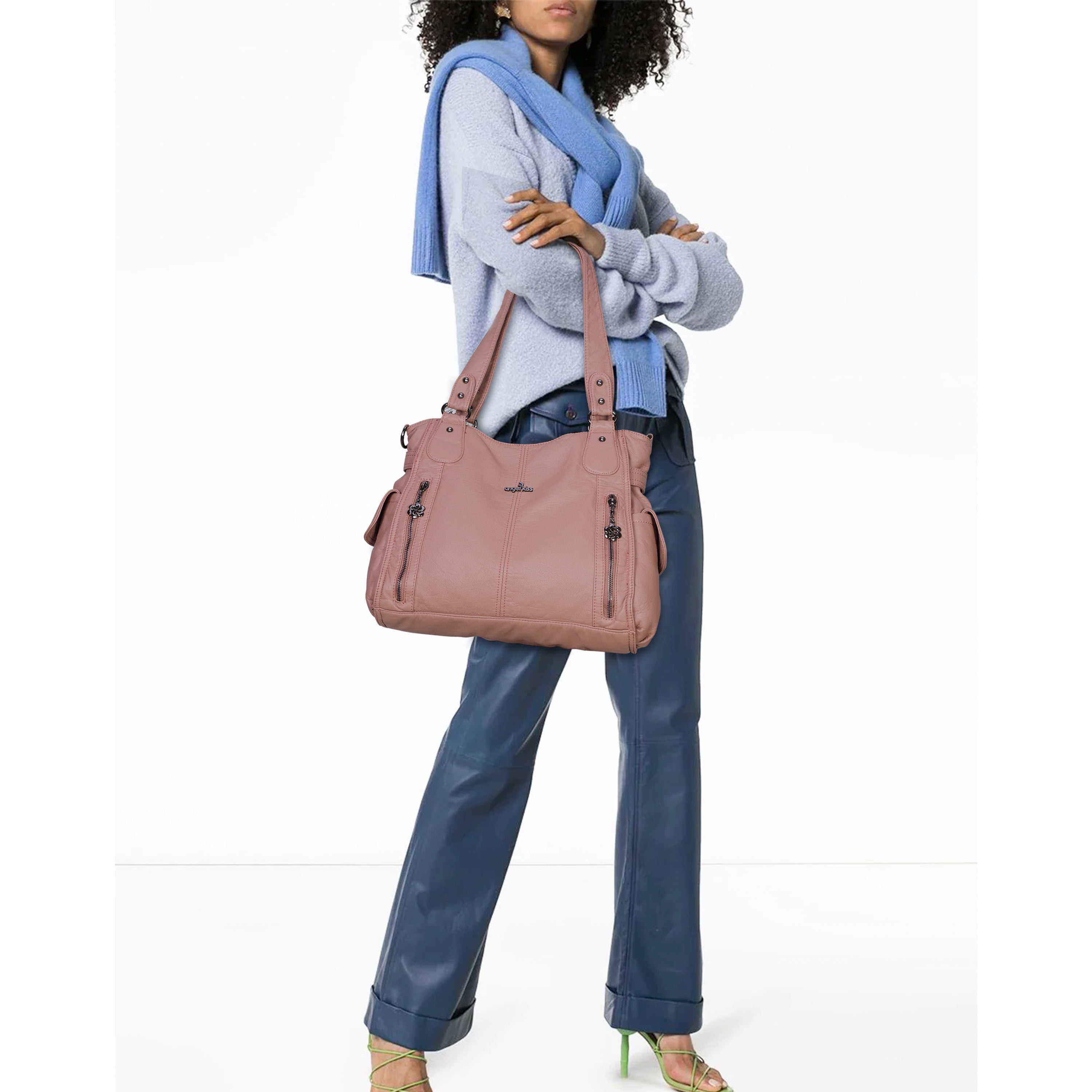 Angel Kiss Handbags for Womens Top-Handle Hobo Purse Roomy Casual Shoulder Bags PU Tote Satchel Purse for Womens