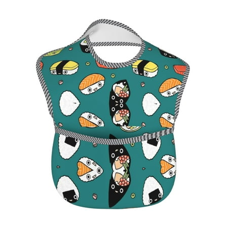 

Baby Bibs Waterproof Toddler Bib Japan Sushi Kawaii Feeding Bib With Pocket For Infant