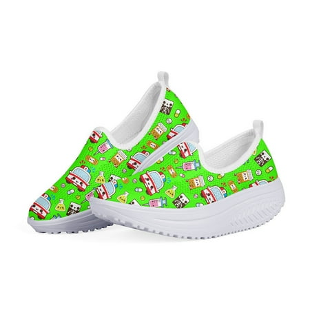 

WHEREISART Nurse Design Women Summer Mesh Shoes Paramedic EMT EMS Design Heightreasing Flats Platform Ladies Swing Zapaptos