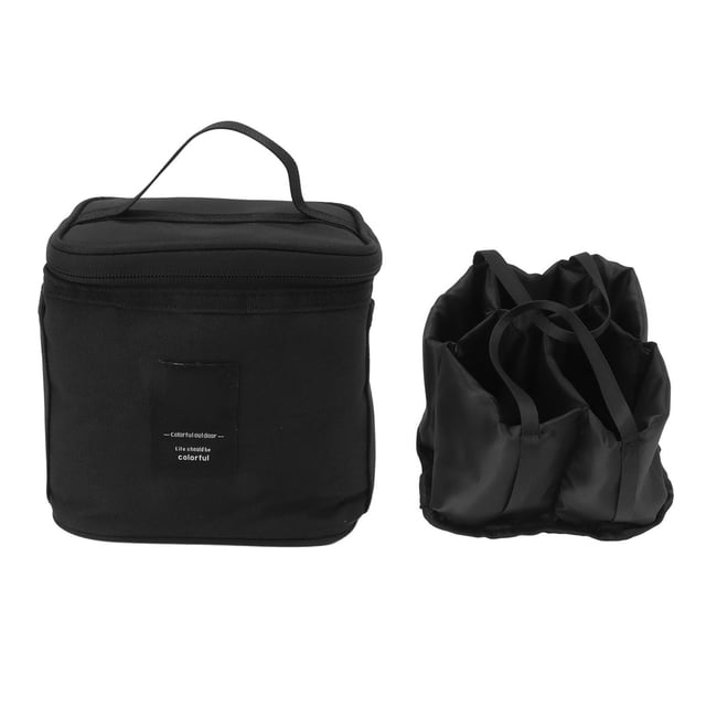 Bolsa De Transporte Portátil Para Botella De Especias, Bolsa De Tarro De Condimento De Tela Oxford Con Divisor Interior Extraíble Para Barbacoa, Picnic, Camping(Negro)