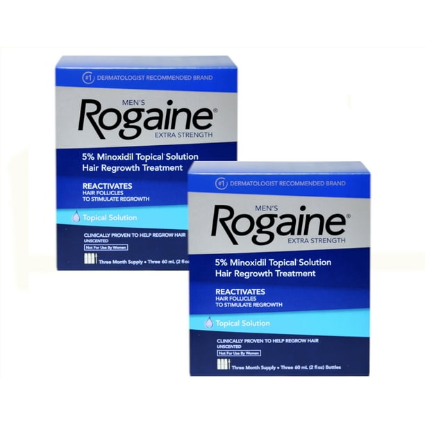 2 Pack Men's Rogaine Extra Strength Hair Regrowth Treatment Unscented 3  Month Ea - Walmart.com