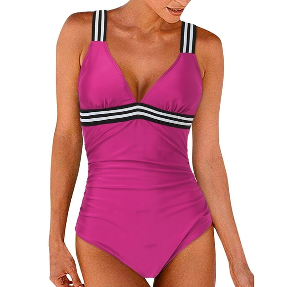Ketyyh-chn99 Women Swimsuits Fashion Women's One Piece Push Up Bikini High Waist Beach Swimming Suit V Neck Bikini Sets Swimwear Sports Athletic Swimwear Hot Pink,S