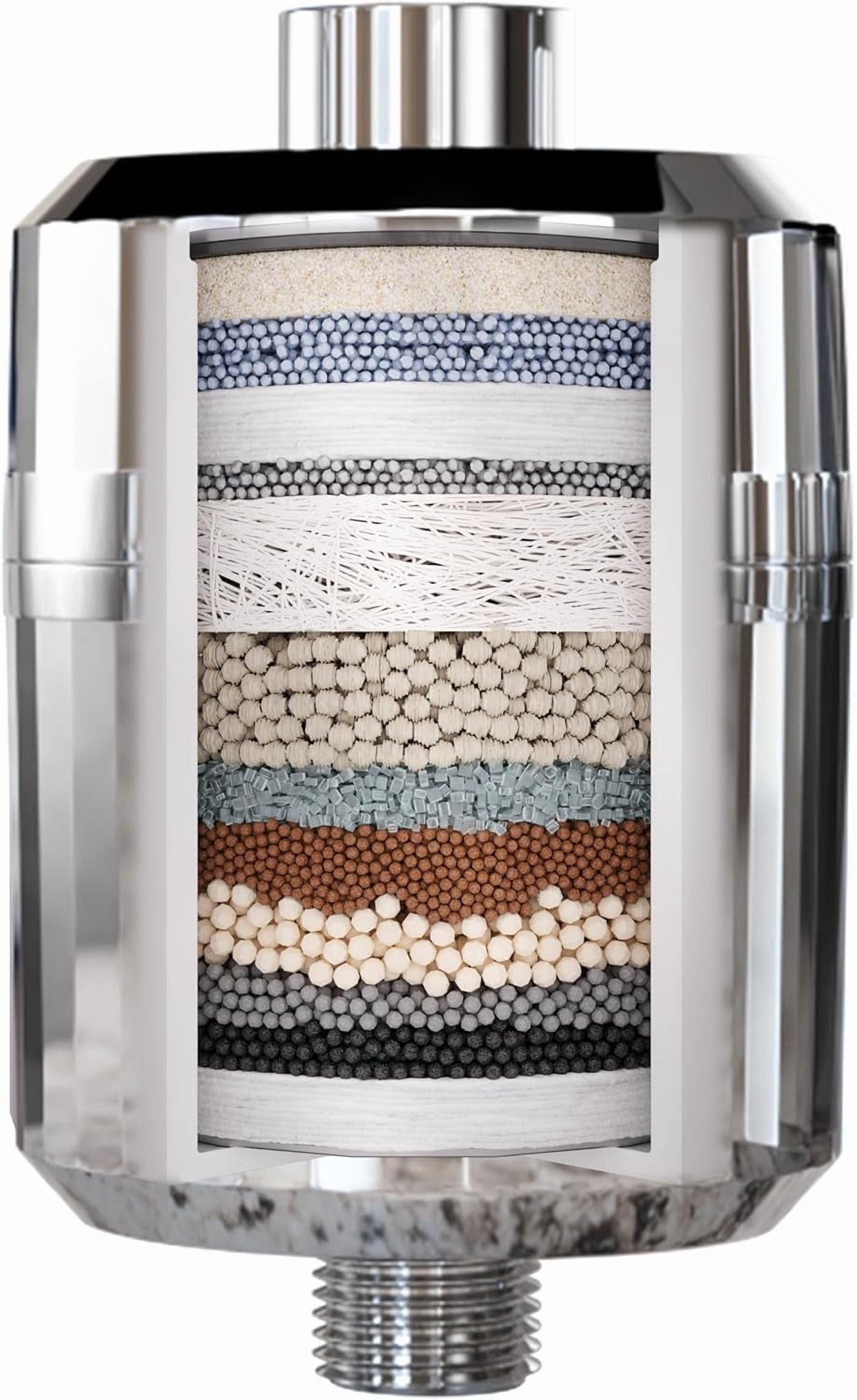 Everglow Shower Head Filter Hard Water High Output Replaceable Multistage Remove Chlorine, Metal