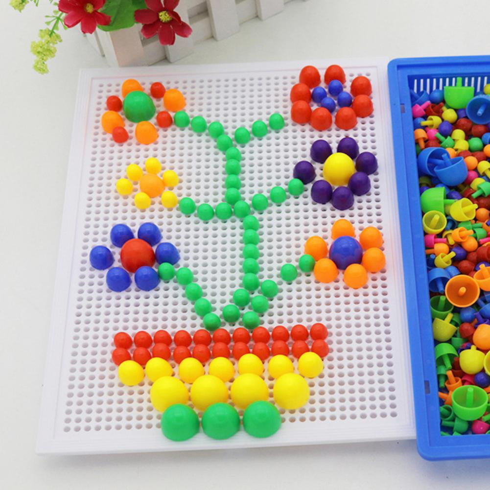 Children Kids Puzzle Peg Board With 296 Pegs Educational Toys For Kids Set Y6X6 