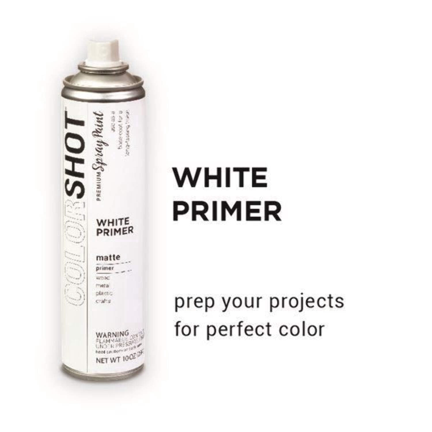 COLORSHOT Matte White Primer, 10 oz. 4 Pack, Fast-Drying Acrylic Paint, Indoor & Outdoor Use