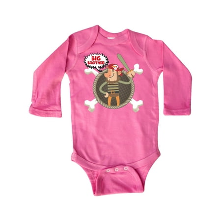 

Inktastic Big Brother Pirate Gift Baby Boy Long Sleeve Bodysuit