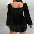 thumbnail image 5 of Robe Formelle en Velours pour Femmes avec Cordon de Serrage, Manches Longues, Robe de Soirée, 5 of 5