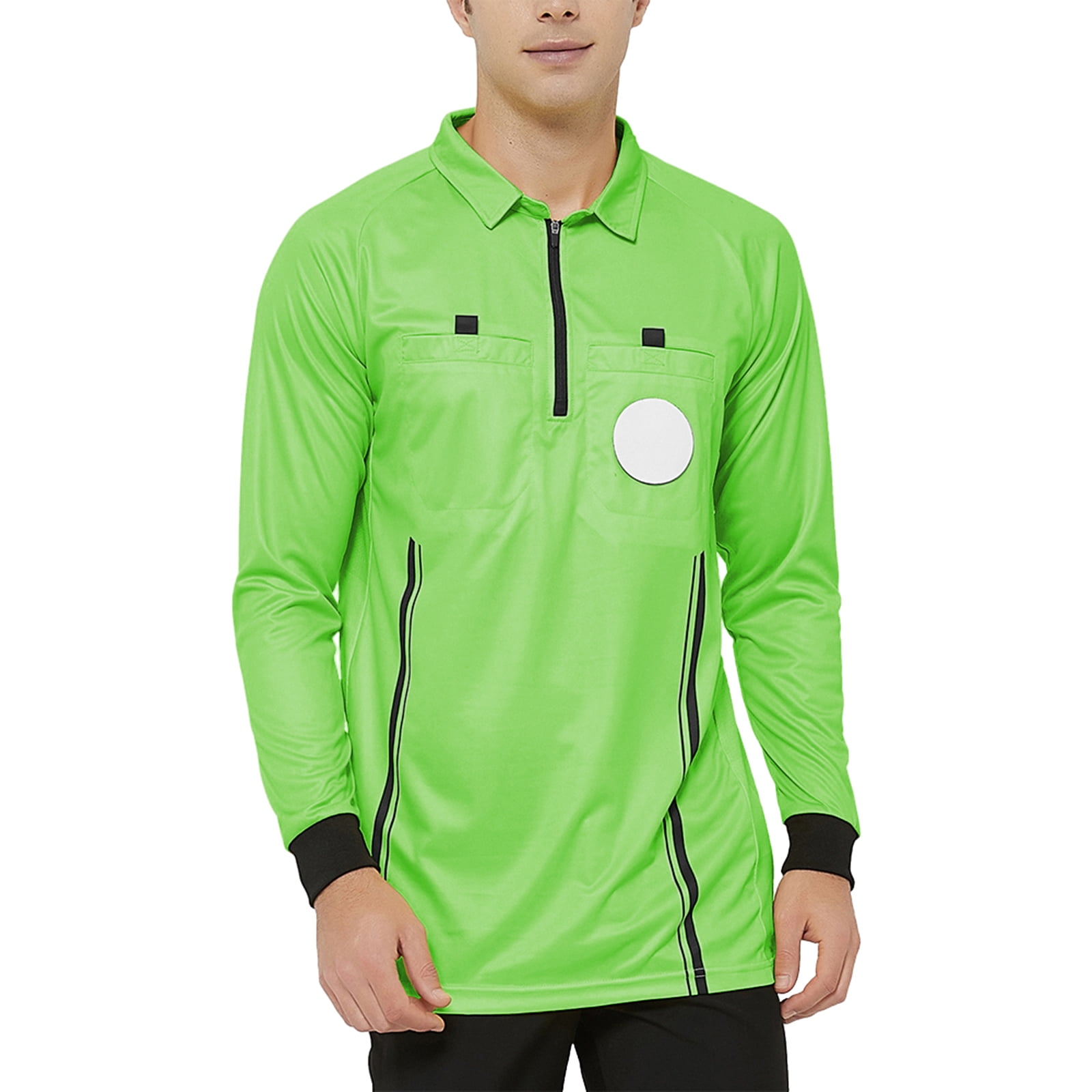TOPTIE Men's Official Soccer Long Sleeve Referee Jersey USSF Pro Uniform-Green-3XL