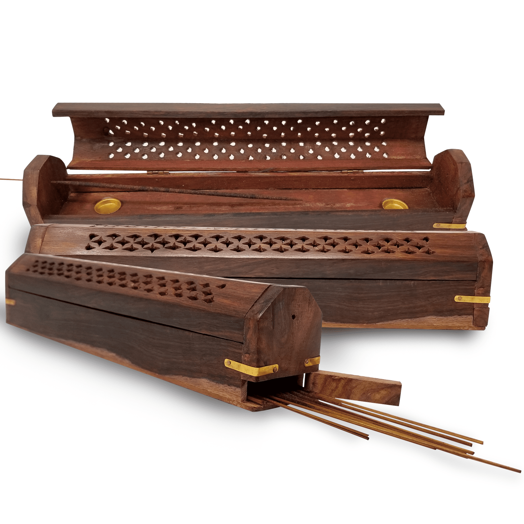 4-Pack Traditional Incense Holder with Inlaid Design 10 Inches Assorted Design