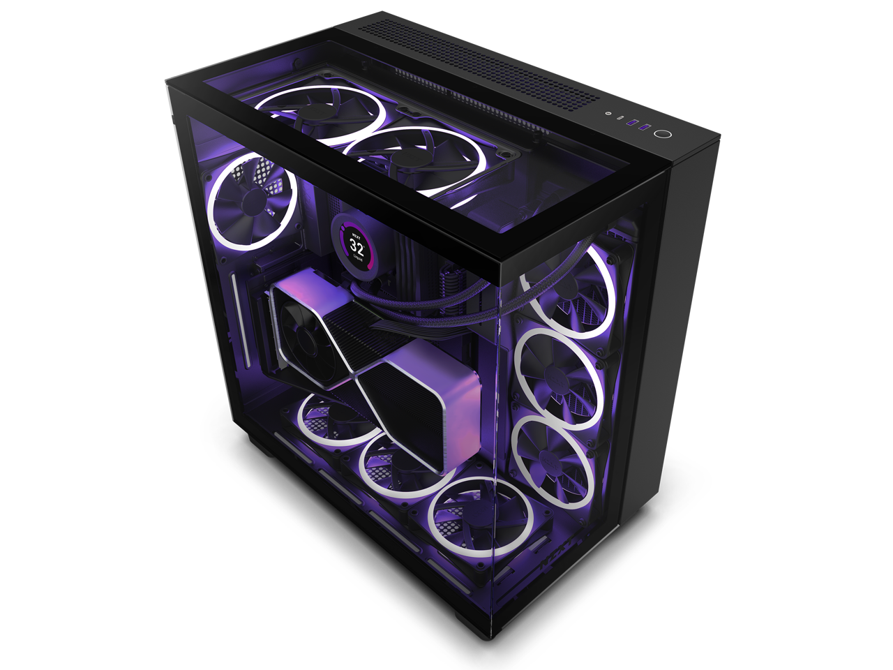 NZXT H9 Elite - All Black - CM-H91EB-01 - Premium Dual-Chamber - Mid-Tower - RGB Fans - Case - image 4 of 19
