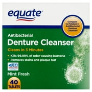 Equate Mint Fresh Antibacterial Denture Cleanser Tablets, 40 count