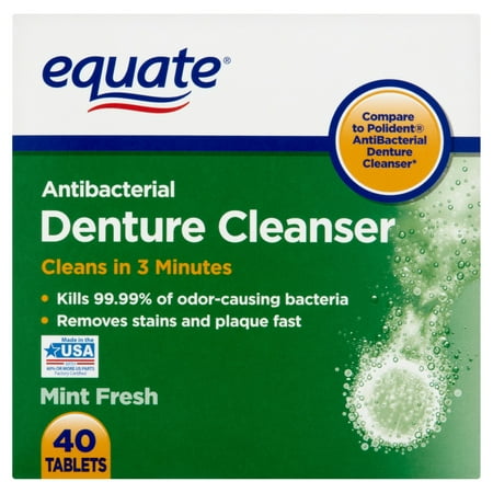 Equate Mint Fresh Antibacterial Denture Cleanser Tablets, 40 count
