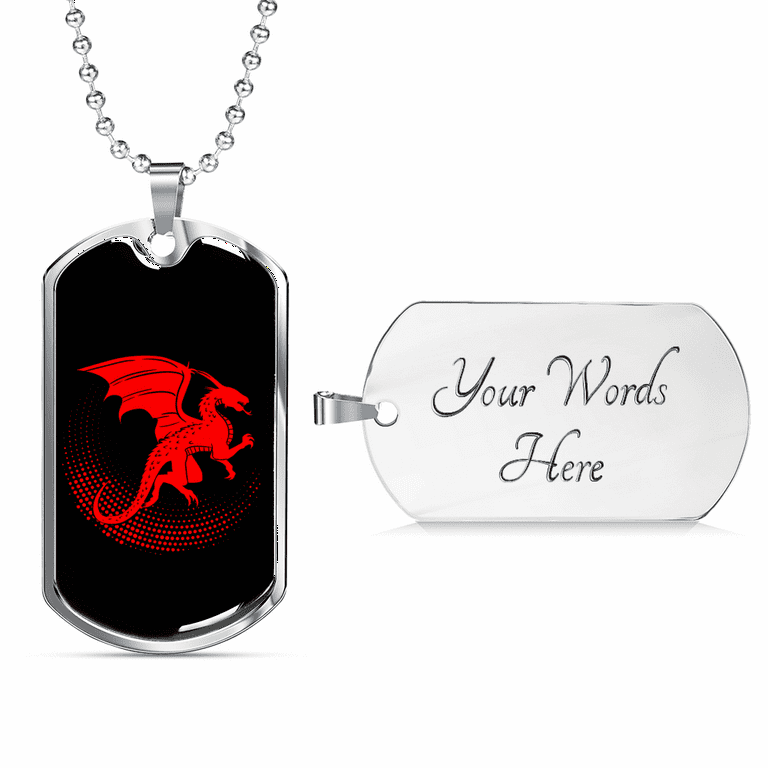 Engraved Dog Tag Necklace Set for Men & Women Red / Small