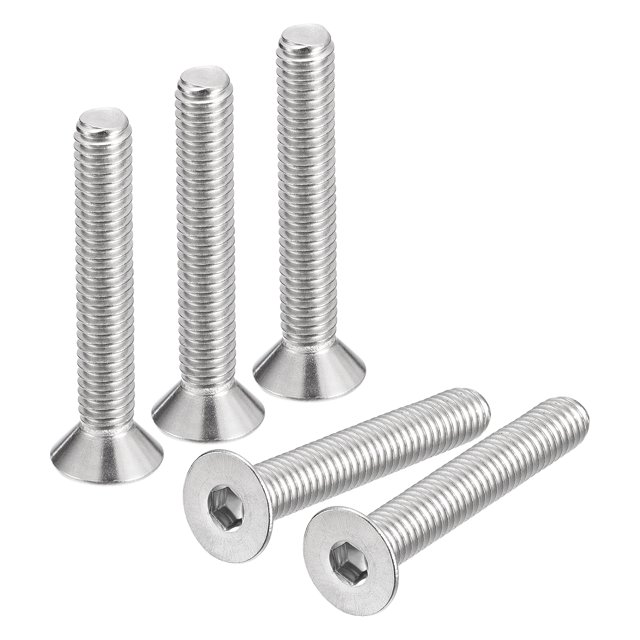 Unique Bargains 5/16-18x2' Flat Head Socket Cap Screws, 304 Stainless Steel Hex Socket Drive Fasteners Bolts 5Pack