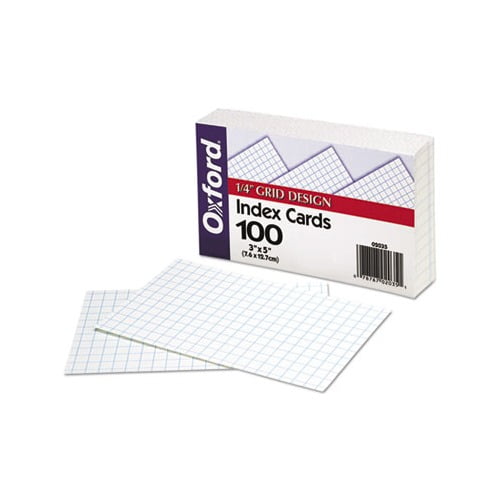 Oxford Index Cards - 3 x 5 - 85 lb Basis Weight - 100 / Pack -  Sustainable Forestry Initiative (SFI) - White - Cards/Cardstock, TOPS  Products